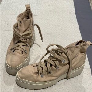 Women's Beige High-Top Sneakers